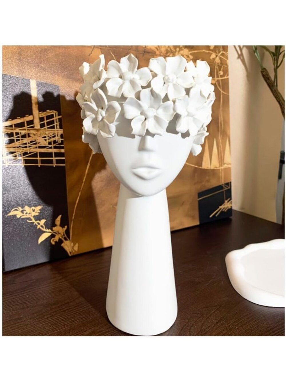 Unique Ceramic Female Head Vase - Elegant Flower Centerpiece for Home Decor